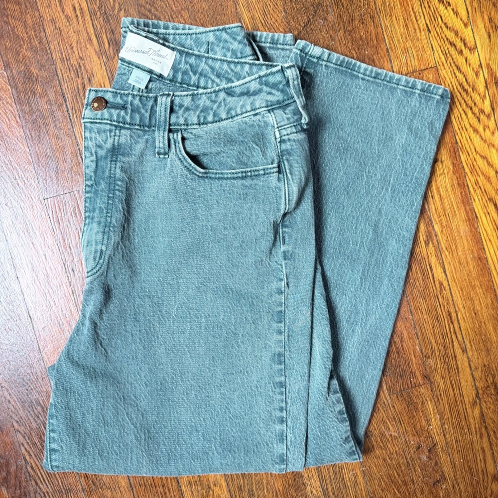 Universal Thread Curvy Vintage Straight Jeans Faded Teal Green 6/28R High Rise